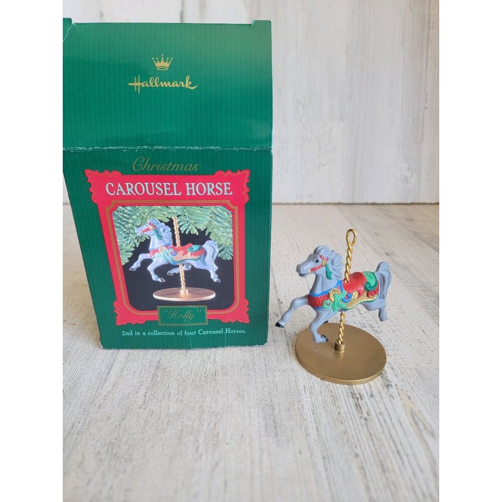 Hallmark Holly 1989 Carousel horse ornament Xmas‎
